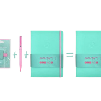 Porta esferográfica para Diário de Desenvolvimento Pessoal autoadesivo turquesa e rosa