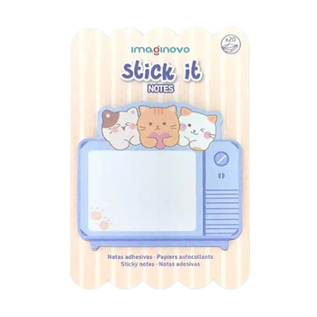 Bloco adesivo TV gatinhos 20 folhas 7x7cm para as tuas frases motivacionais