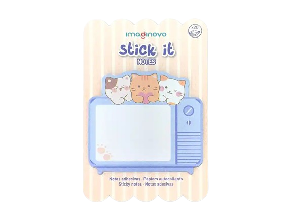 Bloco adesivo TV gatinhos 20 folhas 7x7cm para as tuas frases motivacionais