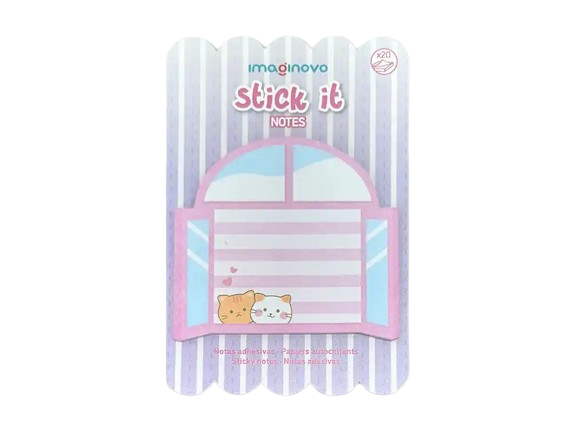 Bloco adesivo janela gatinhos 20 folhas 7x7cm para as tuas frases motivacionais