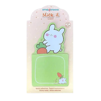 Bloco adesivo coelho com cenoura verde 20 folhas 6x12,5cm para as tuas frases motivacionais