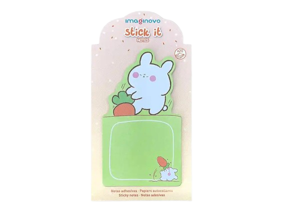 Bloco adesivo coelho com cenoura verde 20 folhas 6x12,5cm para as tuas frases motivacionais