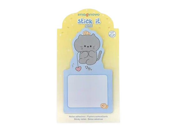 Bloco adesivo gatinho à pesca 20 folhas 6x12,5cm para as tuas frases motivacionais