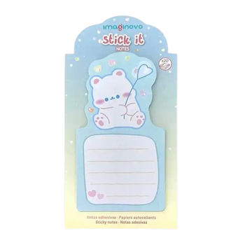 Bloco adesivo urso com balão azul 20 folhas 6x12,5cm para as tuas frases motivacionais