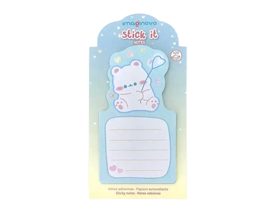 Bloco adesivo urso com balão azul 20 folhas 6x12,5cm para as tuas frases motivacionais